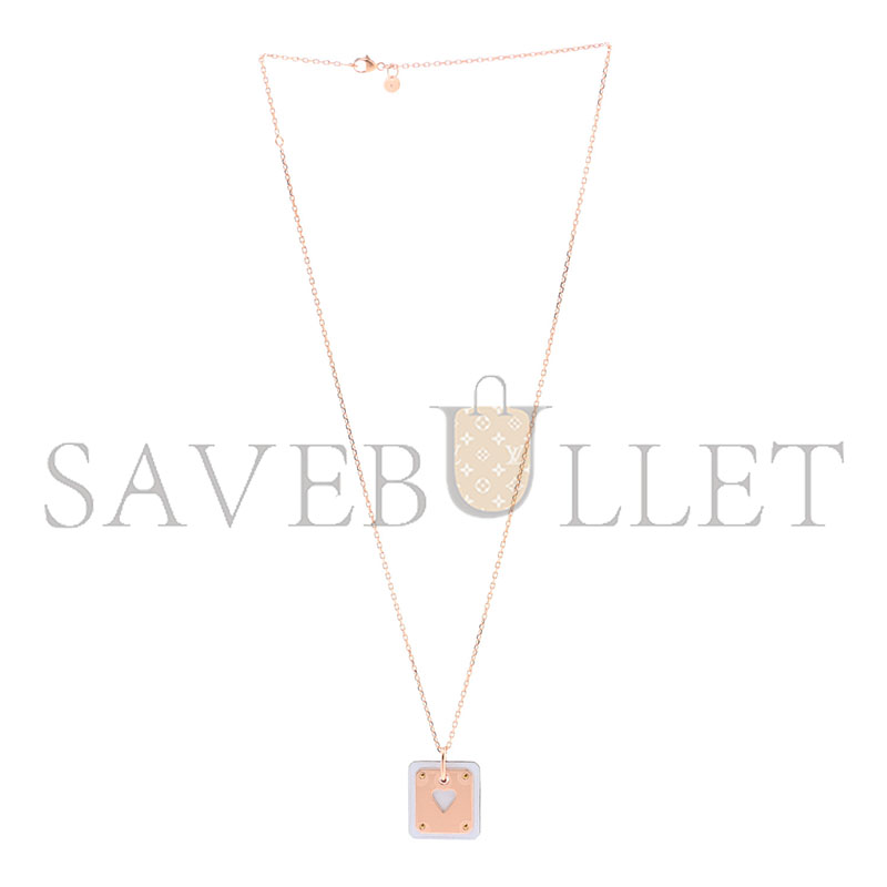 HERMÈS ROSE GOLS PLATED SWIFT AS DE COEUR NECKLACE BLEU BRUME 